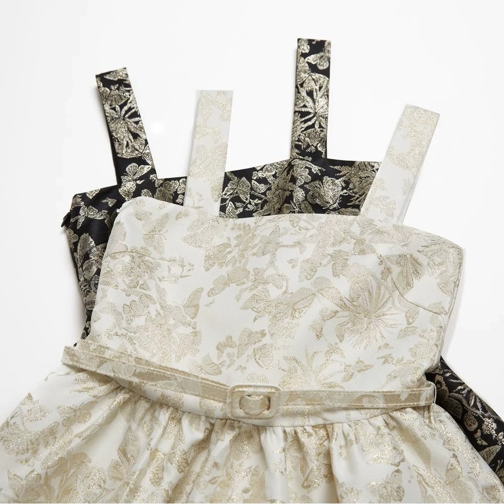 Luxury White Strapless Gold Butterfly Motif Maxi Dress - Picture 4 of 16